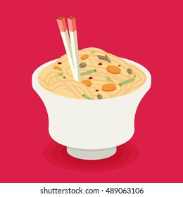 Flat noodle ramen graphic vector