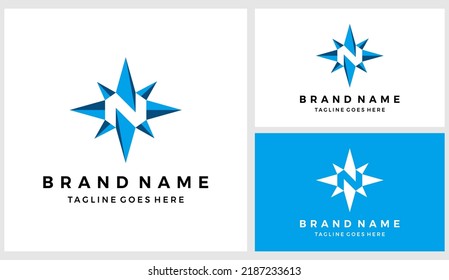 Flat north compass logo design vector template