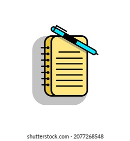 flat note book pen vector icon design
