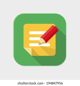 Flat note icon for application on grey background