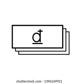 Flat note icon. Paper money with a Viehnama money sign. Vector illustration.