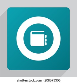 flat notepad icon, white on green background 
