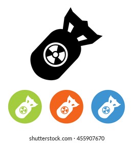 Flat nuclear rocket icons set vector. Black and white and colorful design