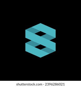 flat number eight logo icon in turquoise monochromatic colors schemes 