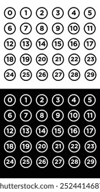 Flat number icon with black and white background