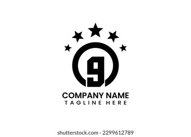 Flat number nine winner achievement label logo template vector design illustration