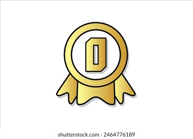 Flat number zero rank winner achievement champion award label logo template design illustration