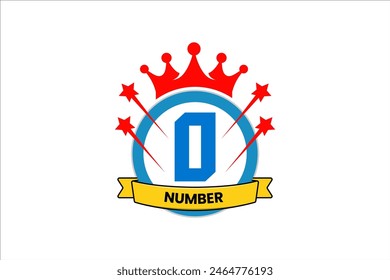 Flat number zero rank winner achievement champion award label logo template design illustration