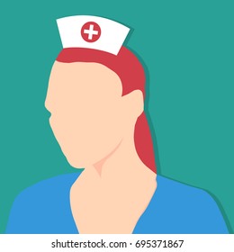 Flat Nurse on Colored Background. Vector illustration.