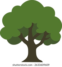 Flat Oak Tree Illustration – Nature Element