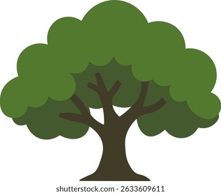 Flat Oak Tree Illustration – Nature Element