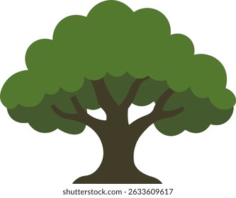 Flat Oak Tree Illustration – Nature Element
