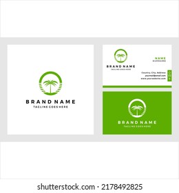 Plantilla de logotipo de oasis plano con diseño de tarjeta de visita