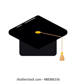 Flat object with highlights on white background. Graduation cap. Hat vector illustration in the flat style. Academic caps set.Headdress of the graduate isolated on backdrop. Education vector design