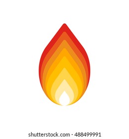 Flat object with highlights on white background. Fire icon. Flame vector icon. Light in flat style. Burn image Sign. Torch web. Glow object isolated. Fiery collection. Flamy thing. Cooking. Picnic.BBQ