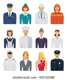 Flat occupation set.  People occupation characters.Occupation  Avatars set. 