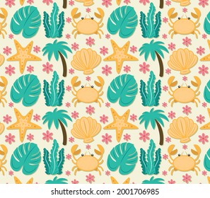 Flat Ocean and Beach themed element set that features to summer and the ocean such as a palm tree, seashell, starfish, flower and coral. 

 - Shutterstock ID 2001706985