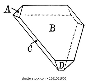 A flat octahedron diagram or double four-sided pyramid. It is a polyhedron with eight faces. It is the main form of the isometric system, vintage line drawing or engraving illustration.