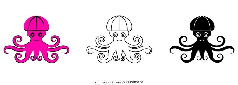 Flat octopus mascot logo design vector illustration isolated on white background