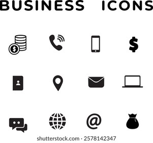 Flat Office Business Icons Vectors , Collection of Business Icons , Small Medium Business Icon Royalty-Free Images