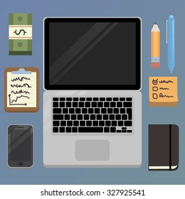 flat office computer mockup 
