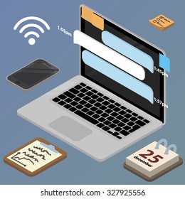 flat office computer mockup 
