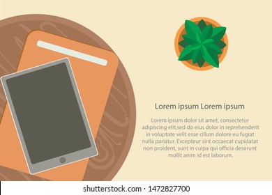 Flat office design bussiness workplace 