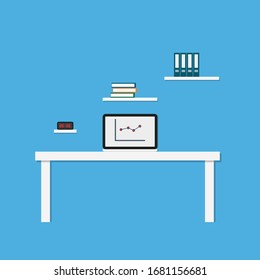 Flat office desk design. Vector illustration