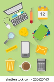 flat office equipment elements