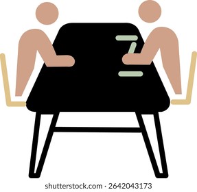 Flat office icon with two persons facing each other across a table. Great for interview scenes or business apps