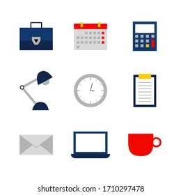 Flat Office Set. Vector Illustration of Business Object.
