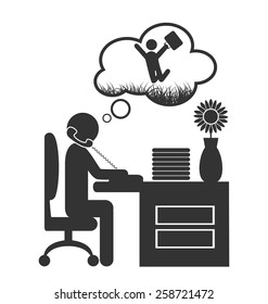 Flat office spring dream icon isolated on white background