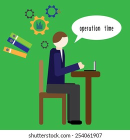 flat office worker . background . vector