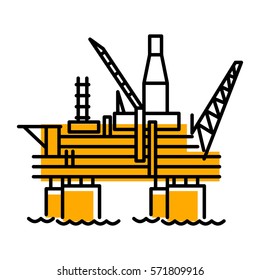 Flat Oil Platform Icon. Vector Sign For Website Or App. Illustration Isolated On White Background.