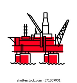 Flat oil platform icon. Vector sign for website or app. Illustration isolated on white background.