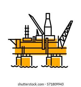 Flat Oil Platform Icon. Vector Sign For Website Or App. Illustration Isolated On White Background.