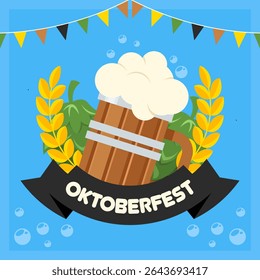 Banner do festival de oktoberfest plano. Ilustração do plano de fundo do Oktoberfest