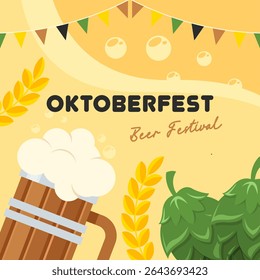 Banner do festival de oktoberfest plano. Ilustração do plano de fundo do Oktoberfest