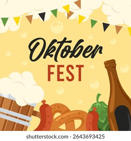 Banner do festival de oktoberfest plano. Ilustração do plano de fundo do Oktoberfest