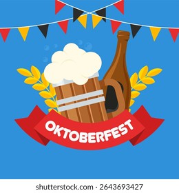Banner do festival de oktoberfest plano. Ilustração do plano de fundo do Oktoberfest