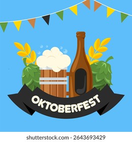 Banner do festival de oktoberfest plano. Ilustração do plano de fundo do Oktoberfest