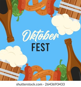 Banner do festival de oktoberfest plano. Ilustração do plano de fundo do Oktoberfest