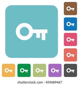 Flat old key icons on rounded square color backgrounds.