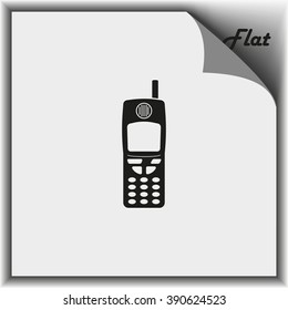 Flat old mobile phone icon. 