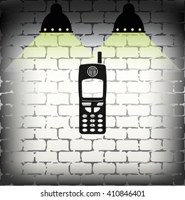 Flat old mobile phone icon.