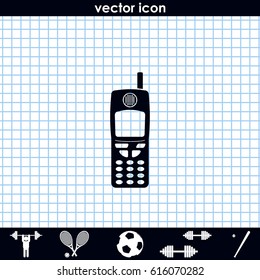 Flat old mobile phone icon.