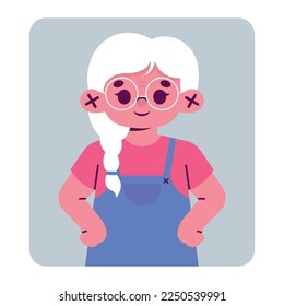 Flat Old Woman Illustration, International Womens Day