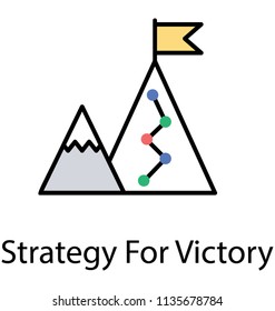 
Flat on a mountain peak, flat icon design of mission accomplished
