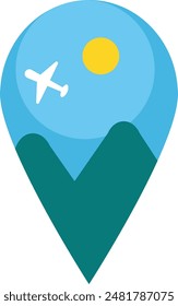 Flat on the Mountain Top  Line Icon Vector Stock Illustration