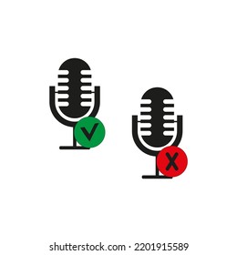 Flat on off microphone. Speaker icon. Vector illustration. stock image.